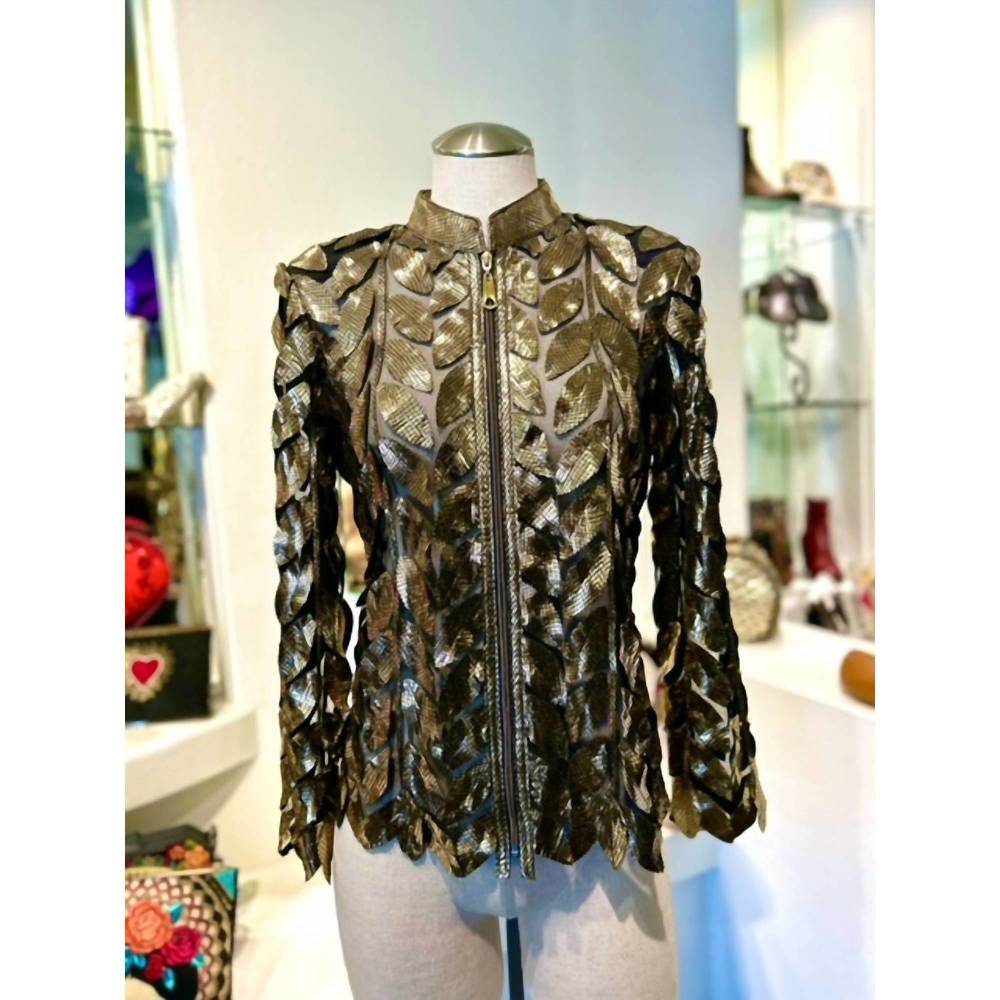 NEW NATTO leaves floral jacket in gold